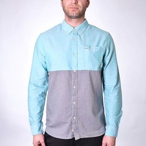 Robin’s Egg Blue and gray colored Vans Botton Shirt